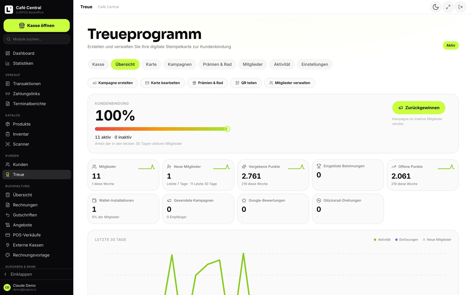 Fidelite — Tampons ou points, carte dans le wallet, utilisation en caisse.