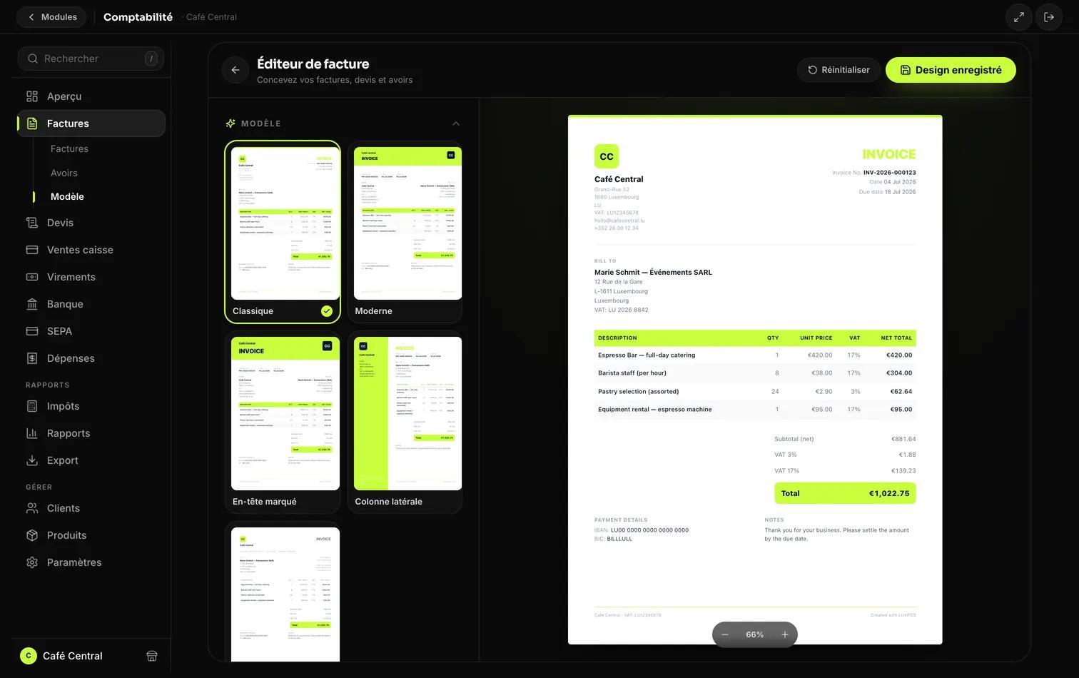 Branded invoice-template designer