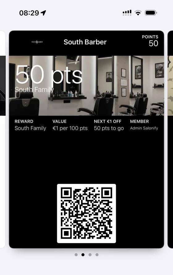 Digitale Kundenkarte South Barber als Vollbild in Apple Wallet auf dem iPhone